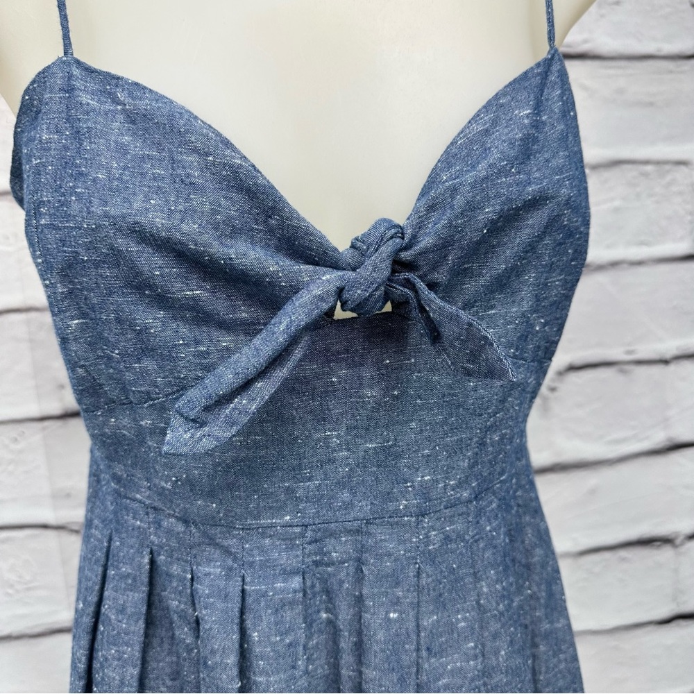 MADEWELL Cami babydoll Dress Straps Zip Pleated Stretch Panels Bow Sz 0 - Picture 5 of 11